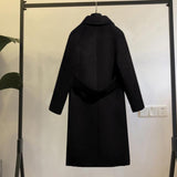 Women's Fashion Black Loose Woolen Coat