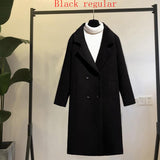 Women's Fashion Black Loose Woolen Coat