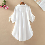 Summer New Style V-Neck Solid Color Loose Chiffon Blouse Plus Size Short-Sleeved Shirt