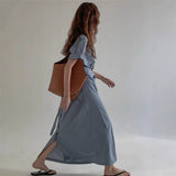 Striped Lace-up Waist-controlled Slimming Dress Women