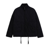 Winter Washed Cotton Jacket With A Diamond-Pattern Stand Collar