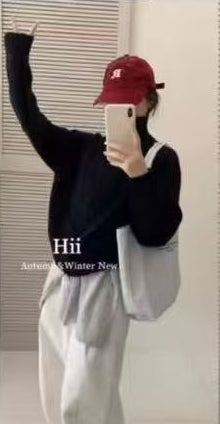 Loose-fitting Simple Stand-collar Laid-back Knit Cardigan Top