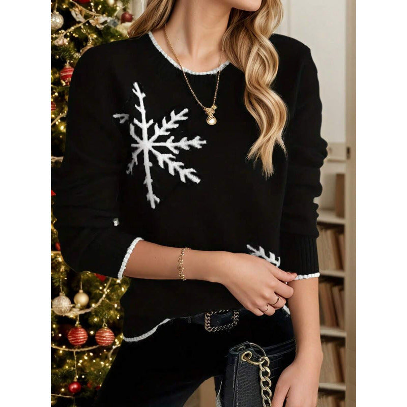Snowflake Red Long Sleeve Top For Women