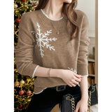 Snowflake Red Long Sleeve Top For Women