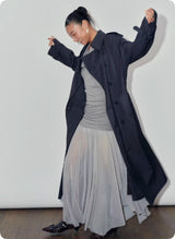 Lightweight Three-dimensional Cut  Slightly Sheer Mesh Skirt  Midi Length