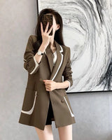 Elegant Contrast Trim Blazer for Women