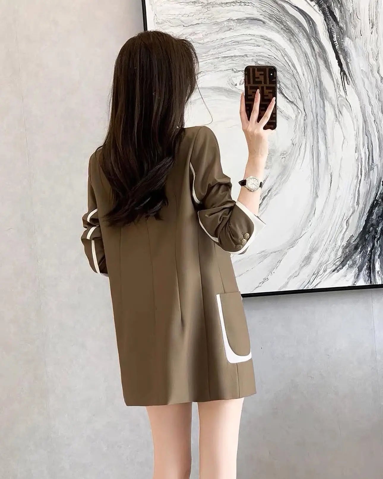 Elegant Contrast Trim Blazer for Women