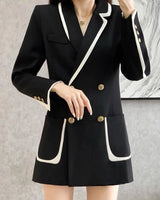 Elegant Contrast Trim Blazer for Women