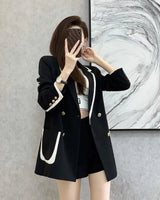 Elegant Contrast Trim Blazer for Women