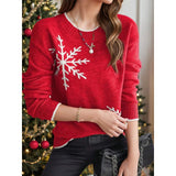 Snowflake Red Long Sleeve Top For Women