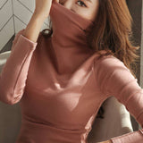 High-neck Long Sleeve Slim-fit Korean-style Women's Top