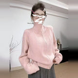 Loose-fitting Simple Stand-collar Laid-back Knit Cardigan Top